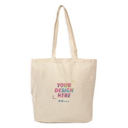 Custom DTG Printed - Natural Calico Bags with Gusset - 37cm x 42cm x 10cm with Two Long Handles