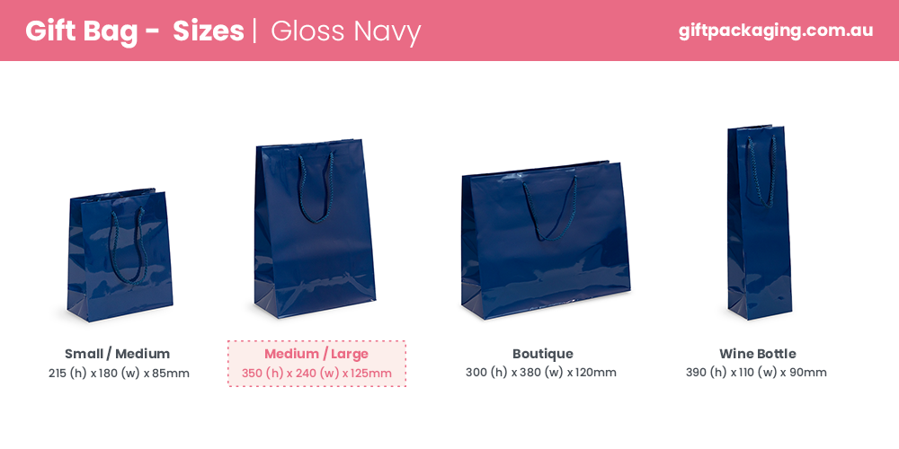 Navy Blue A4 Paper Party Gift Bags & Tissue Wrap ~ Boutique Shop Carrier Bag