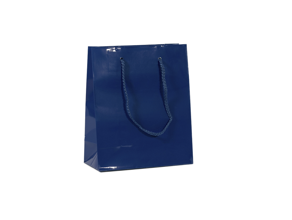 50 x NAVY DARK BLUE LAMINATED PAPER GIFT CARRY SHOPPING BAGS BULK