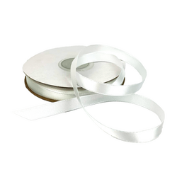 Satin Ribbon - Woven Edge - 10mm x 30m - White