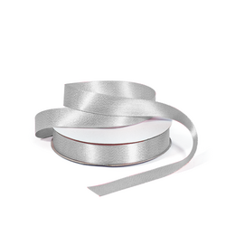 Satin Ribbon - Woven Edge - 15mm x 30m - Silver