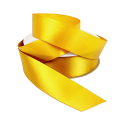 Satin Ribbon - Woven Edge - 25mm x 30m - Yellow