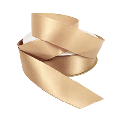 Satin Ribbon - Woven Edge - 25mm x 30m - Champagne