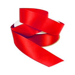 Satin Ribbon - Woven Edge - 25mm x 30m - Red