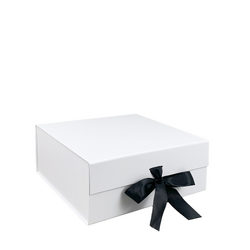 Small Deep Gift Box - Matt White with Magnetic Closing Lid | Changeable Ribbon Slot