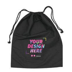 Custom PREMIUM DTF Printed - Black Calico Bags - 40cm x 50cm with Drawstrings 