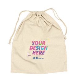 Custom PREMIUM DTF Printed - Natural Calico Bags - 40cm x 50cm with Drawstrings