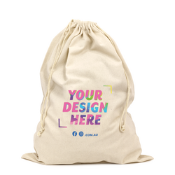 Custom PREMIUM DTF Printed - Natural Calico Bag Sacks - 50cm x 70cm with Drawstrings 