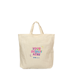 Custom PREMIUM DTF Printed - Natural Calico Bags with Gusset - 37cm x 42cm x 10cm with Two Short Handles 