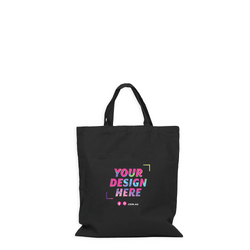 Custom PREMIUM DTF Printed - Black Calico Bags - 37cm x 42cm with Two Short Handles 