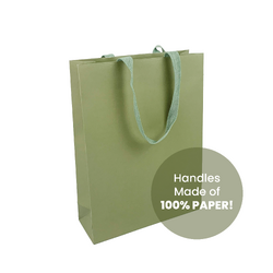 12PK Kraft Bags - FSC Certified - Premium Sage Green Medium Gift Bag - Green Paper Handles