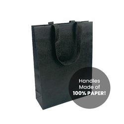 12PK Kraft Bags - FSC Certified - Premium Black Medium Gift Bag - Black Paper Handles