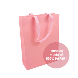 12PK Kraft Bags - FSC Certified - Premium Dusty Pink Medium Gift Bag - Pink Paper Handles