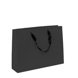Kraft Bags - Premium Black Art Card Medium Boutique Gift Bag - Black Handles