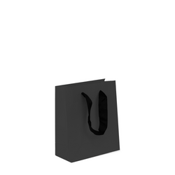 Kraft Bags - Premium Black Art Card Small Mini Gift Bag - Black Handles