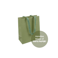 12PK Kraft Bags - FSC Certified - Premium Sage Green Small Gift Bag - Green Paper Handles