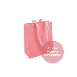 12PK Kraft Bags - FSC Certified - Premium Dusty Pink Small Gift Bag - Pink Paper Handles