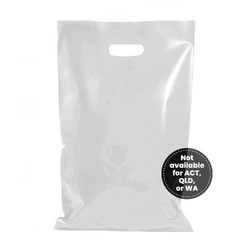 100 x Plastic Carry Bags Large With Die Cut Handle  - LDPE - Clear