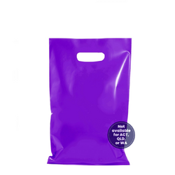 100 x Plastic Carry Bags Small - Medium With Die Cut Handle  - LDPE - Purple