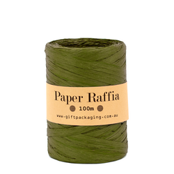 Paper Raffia - 5mm x 100metres - Olive Green