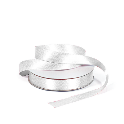 Satin Ribbon - Woven Edge - 15mm x 30m - White