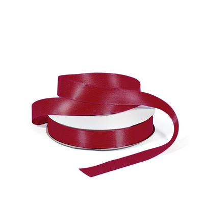 Satin Ribbon - Woven Edge - 15mm x 30m - Burgundy