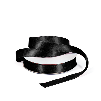 Satin Ribbon - Woven Edge - 15mm x 30m - Black