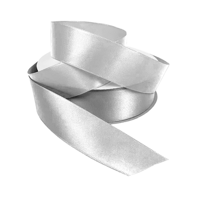 Satin Ribbon - Woven Edge - 25mm x 30m - Silver