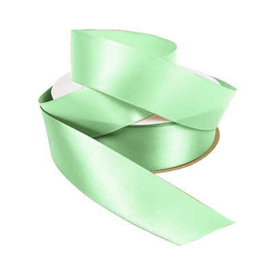 Satin Ribbon - Woven Edge - 25mm x 30m - Pastel Green