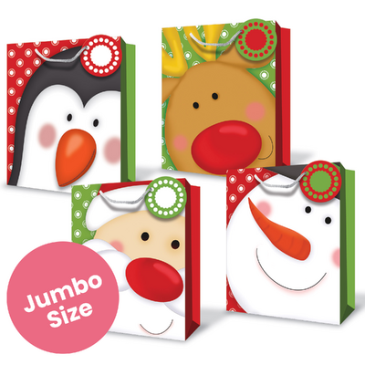 Christmas Bags - Happy Faces Assortment - Jumbo