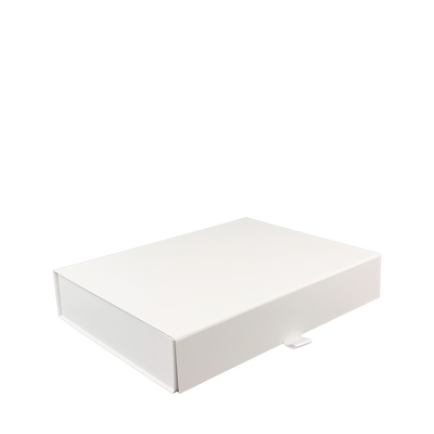 A4 Gift Box - Soft Touch White with Magnetic Closing Lid & Ribbon Tab