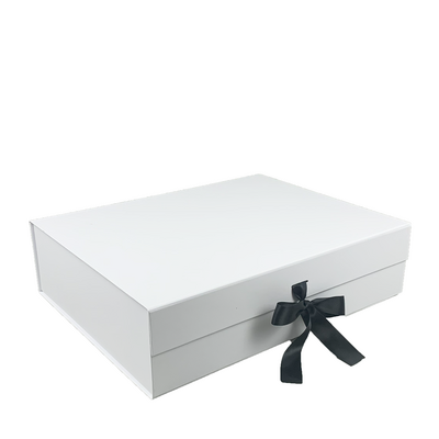 Large Hamper Gift Box - Matt White with Magnetic Closing Lid | Changeable Ribbon Slot