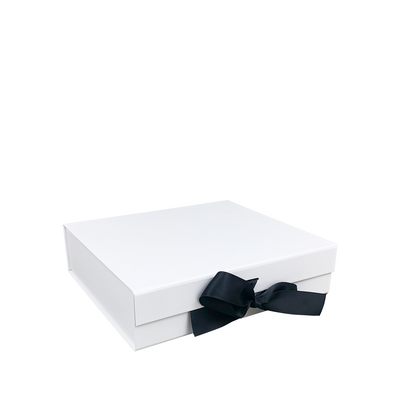 Small Gift Box - Matt White with Magnetic Closing Lid | Changeable Ribbon Slot