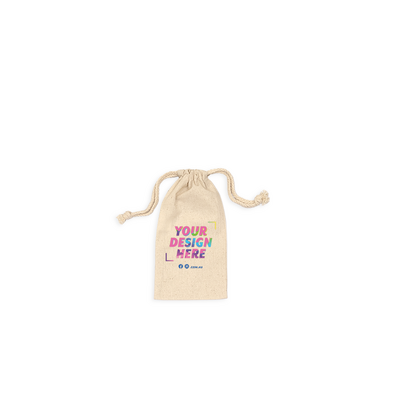 Custom PREMIUM DTF Printed - Natural Calico Bags - 10cm x 20cm with Drawstrings