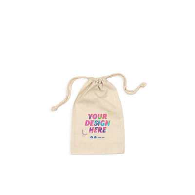 Custom PREMIUM DTF Printed - Natural Calico Bags - 15cm x 25cm with Drawstrings