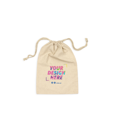 Custom PREMIUM DTF Printed - Natural Calico Bags - 20cm x 30cm with Drawstrings 