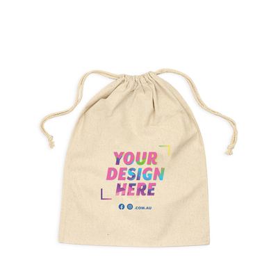 Custom PREMIUM DTF Printed - Natural Calico Bags - 30cm x 40cm with Drawstrings