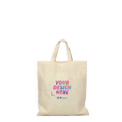 Custom PREMIUM DTF Printed - Natural Calico Bags - 37cm x 42cm with Two Short Handles 