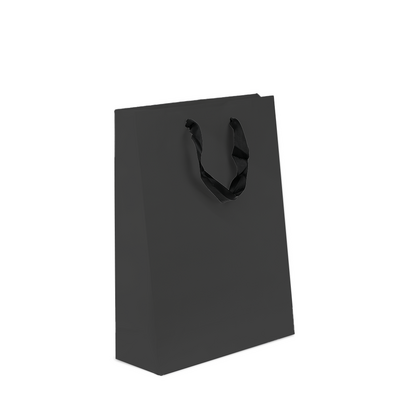 Kraft Bags - Premium Black Art Card Medium Gift Bag - Black Handles