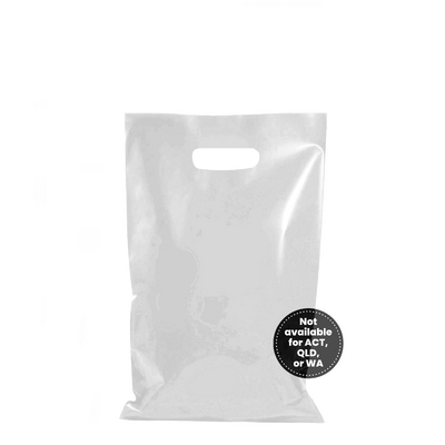 100 x Plastic Carry Bags Small - Medium With Die Cut Handle  - LDPE - Clear