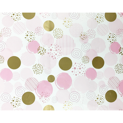 Wrapping Paper - 500mm x 60M - Pink Circles