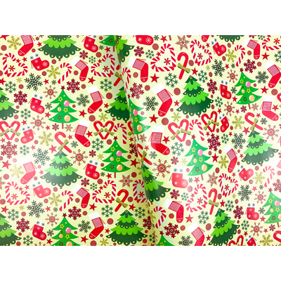 Christmas Wrapping Paper - 500mm x 60M - Festive Candy & Tree