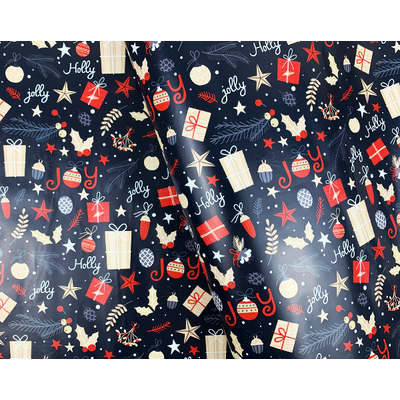 Christmas Wrapping Paper - 500mm x 60M - Holly Jolly