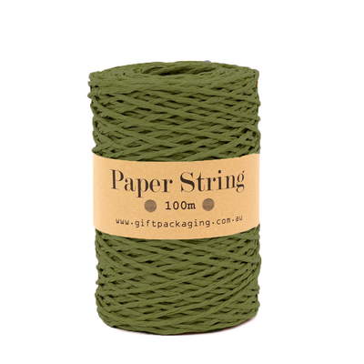 Paper Twine - 2mm x 100metres - Olive Green Paper String